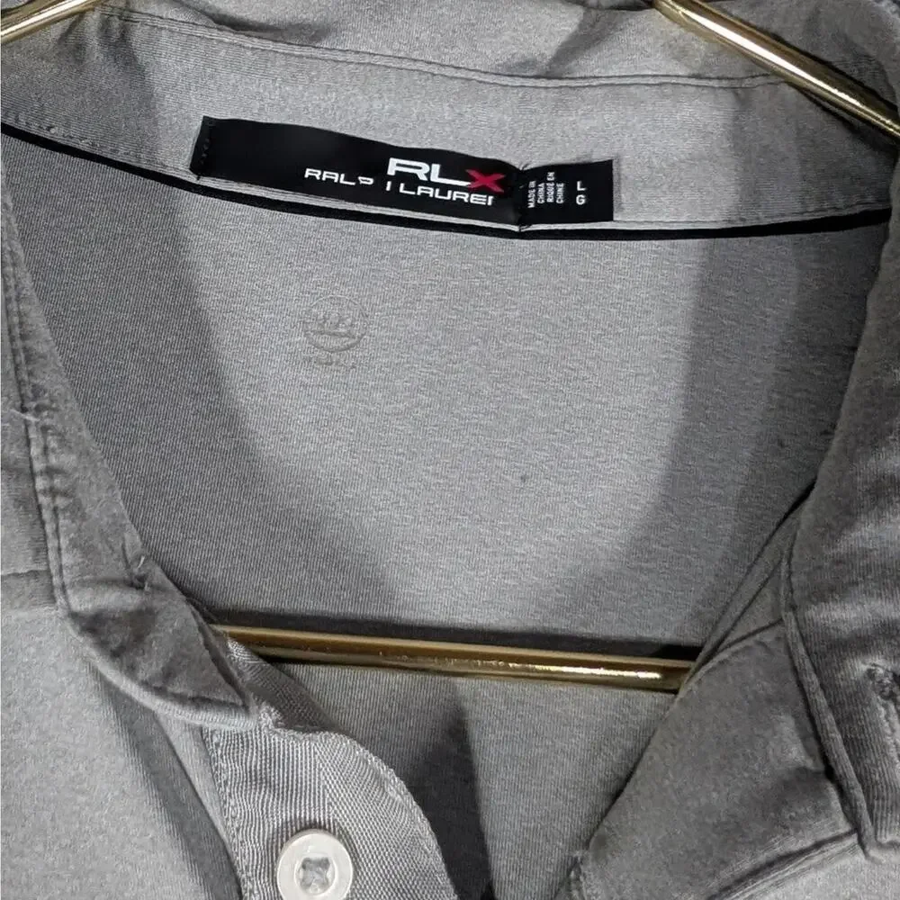 RLX Ralph Lauren Polo Shirt Mens Large Gray Performance Golf Activewear Logo